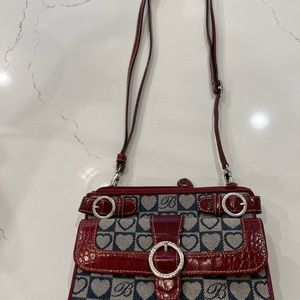 Brighton Blue Hearts Red Croc Purse